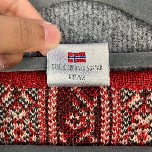 Vintage ODA Of Norway Wool Fair Isle Cardigan Sweater Metal Clasp S - Picture 9 of 14